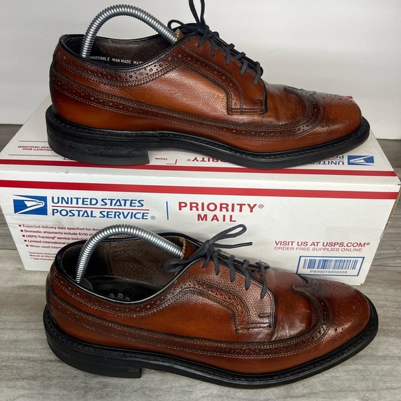 Vintage Leather Stafford Imperial Biltrite USA Wingtip Dress Shoes Mens 8.5 - Picture 2 of 10